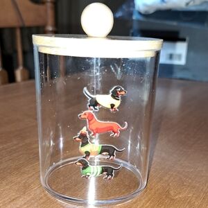 Clear Jar with Dachshund Design and Wooden Lid